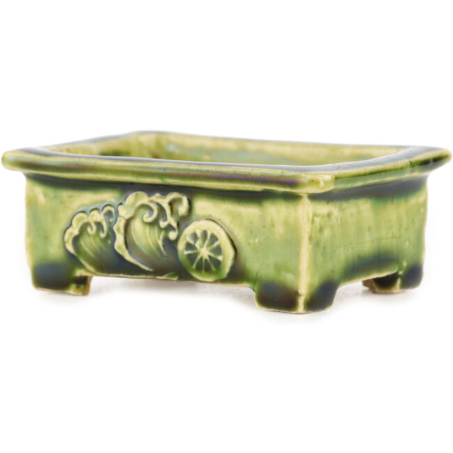 Maceta rectangular verde para bonsái de Tokoname - 72 x 55 x 27 mm