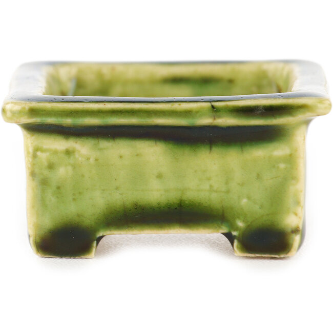Maceta rectangular verde para bonsái de Tokoname - 72 x 55 x 27 mm