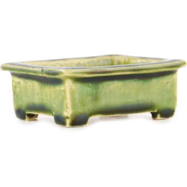 Maceta rectangular verde para bonsái de Tokoname - 72 x 55 x 27 mm