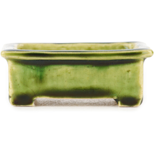 Pot à bonsaï rectangulaire vert de Tokoname - 72 x 55 x 27 mm