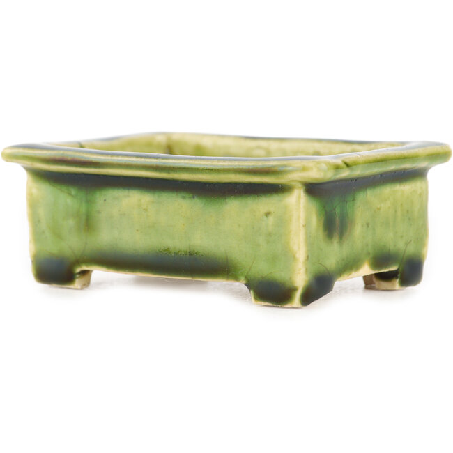 Rechthoekige groene bonsai pot van Tokoname - 72 x 55 x 27 mm