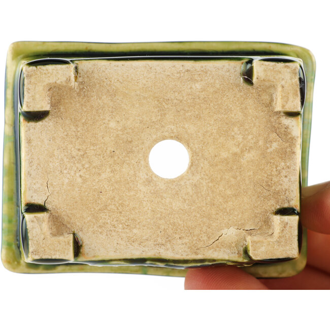 Vaso bonsai rettangolare verde di Tokoname - 72 x 55 x 27 mm