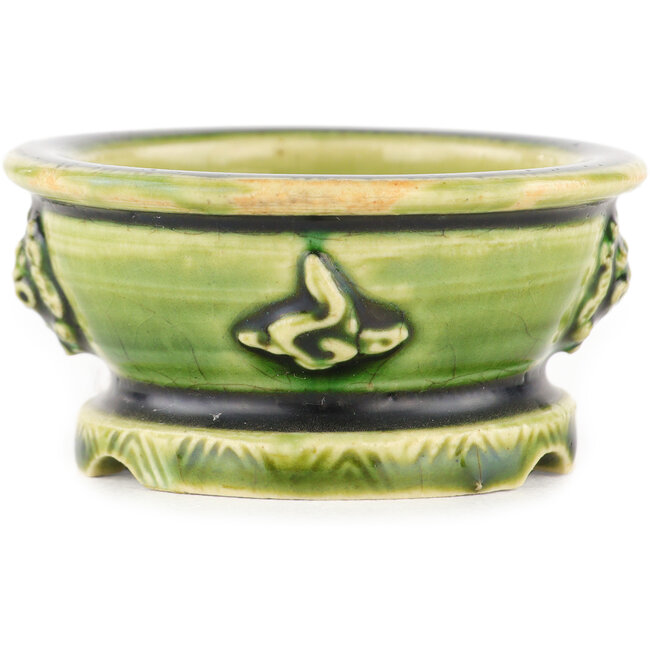 Pot à bonsaï rond vert de Tokoname - 65 x 65 x 33 mm