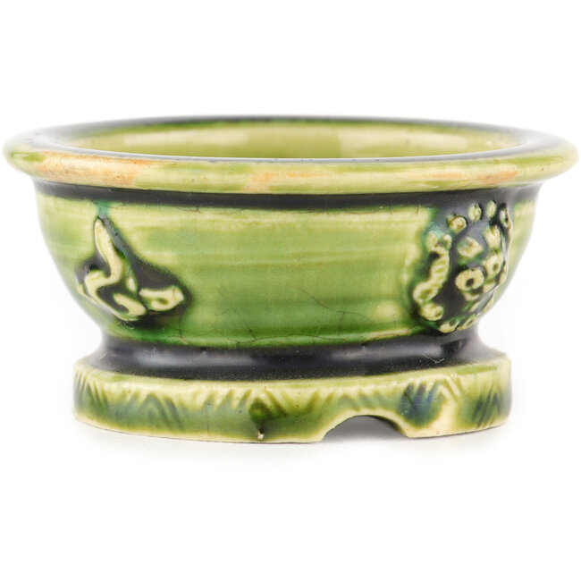 Vaso bonsai rotondo verde di Tokoname - 65 x 65 x 33 mm