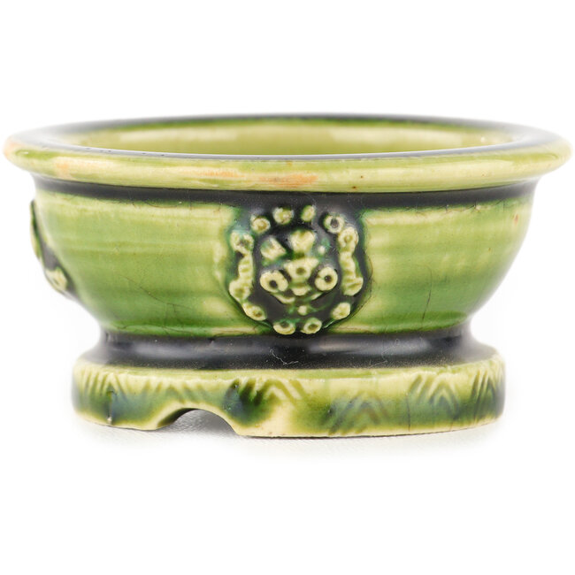 Ronde groene bonsai pot van Tokoname - 65 x 65 x 33 mm