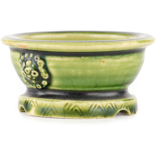 Vaso bonsai rotondo verde di Tokoname - 65 x 65 x 33 mm