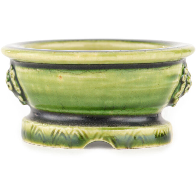 Vaso bonsai rotondo verde di Tokoname - 65 x 65 x 33 mm