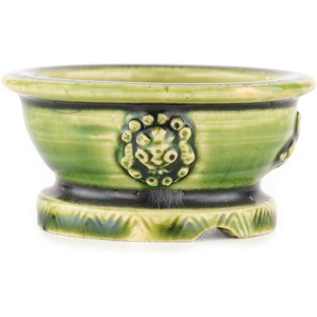 Pot à bonsaï rond vert de Tokoname - 65 x 65 x 33 mm