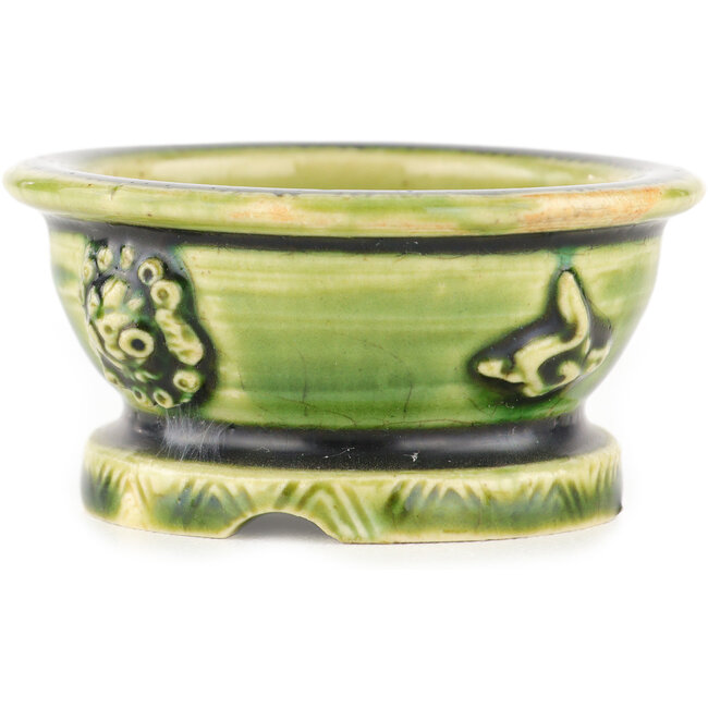 Maceta redonda verde para bonsái de Tokoname - 65 x 65 x 33 mm