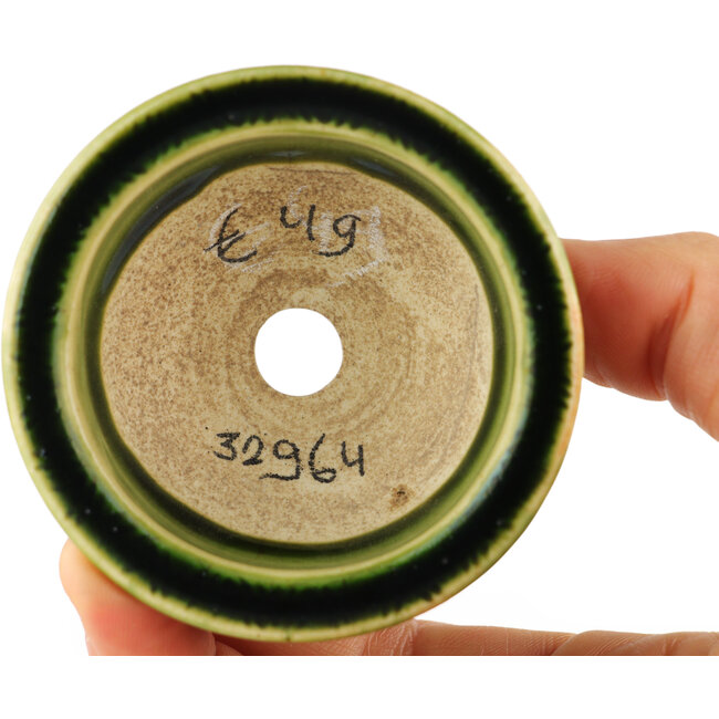 Vaso bonsai rotondo verde di Tokoname - 65 x 65 x 33 mm