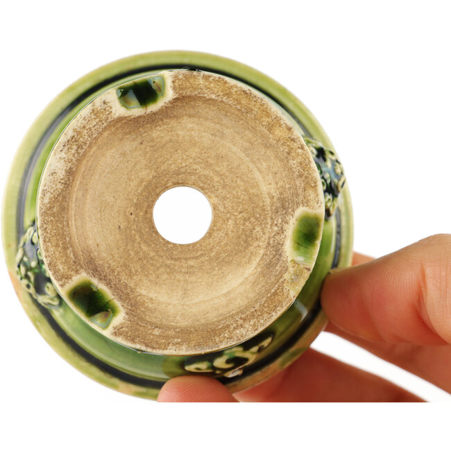 Pot à bonsaï rond vert de Tokoname - 65 x 65 x 33 mm