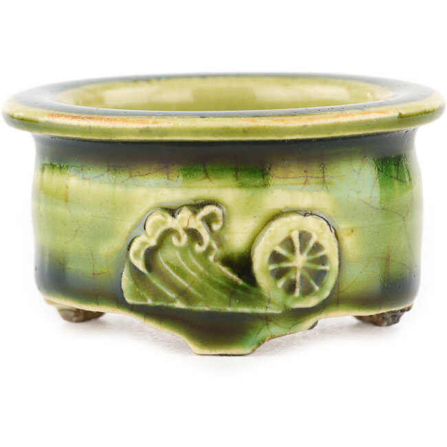 Pot à bonsaï rond vert de Tokoname - 57 x 57 x 32 mm