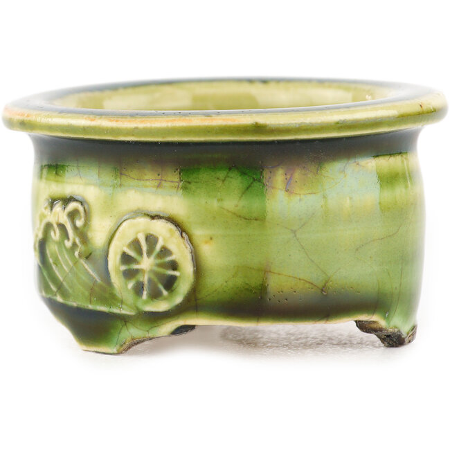 Pot à bonsaï rond vert de Tokoname - 57 x 57 x 32 mm