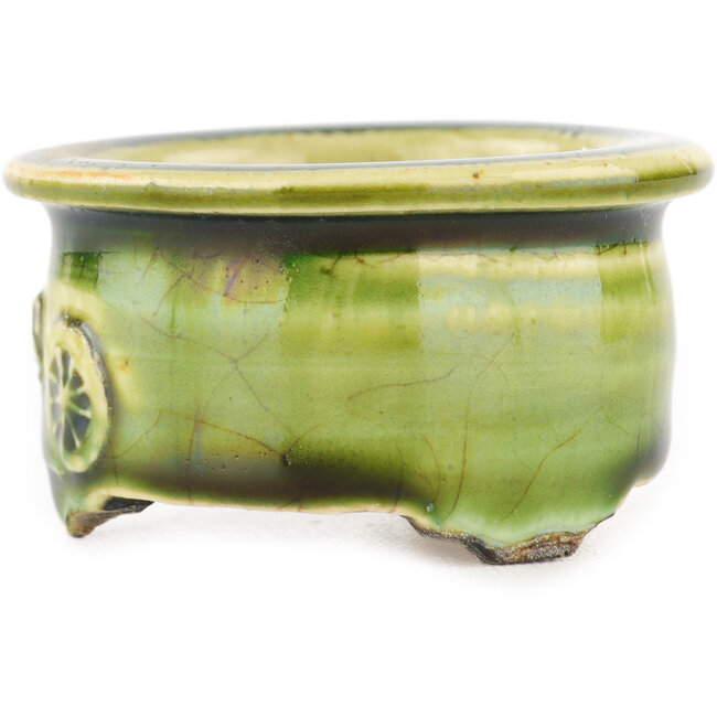 Pot à bonsaï rond vert de Tokoname - 57 x 57 x 32 mm