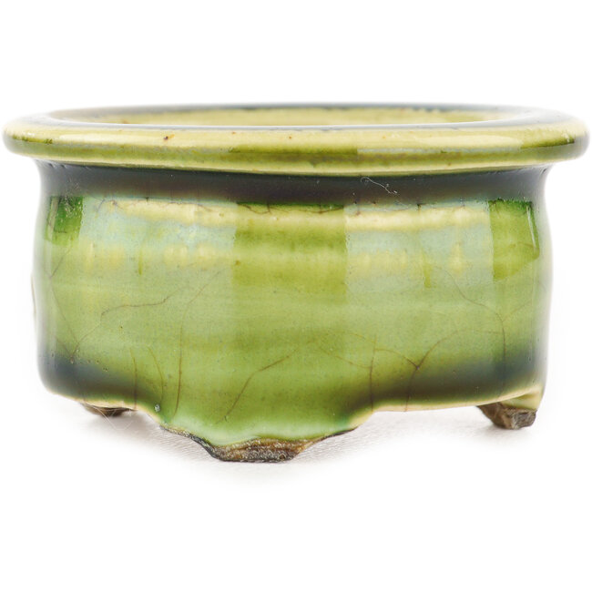 Vaso bonsai rotondo verde di Tokoname - 57 x 57 x 32 mm