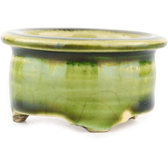 Ronde groene bonsai pot van Tokoname - 57 x 57 x 32 mm