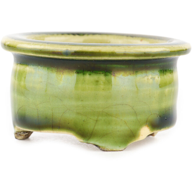 Vaso bonsai rotondo verde di Tokoname - 57 x 57 x 32 mm
