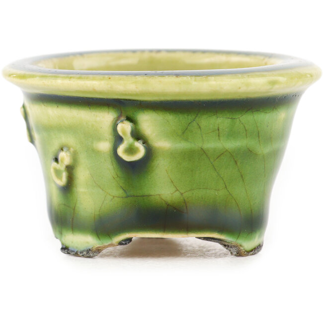 Vaso bonsai rotondo verde di Tokoname - 56 x 56 x 33 mm