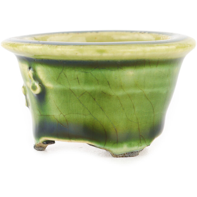 Vaso bonsai rotondo verde di Tokoname - 56 x 56 x 33 mm