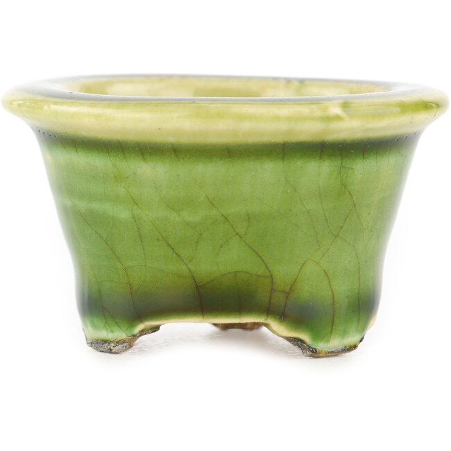 Round green bonsai pot by Tokoname - 56 x 56 x 33 mm