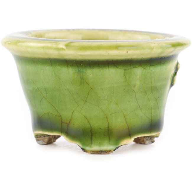 Vaso bonsai rotondo verde di Tokoname - 56 x 56 x 33 mm