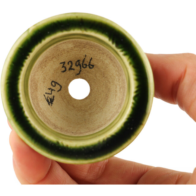Ronde groene bonsai pot van Tokoname - 56 x 56 x 33 mm