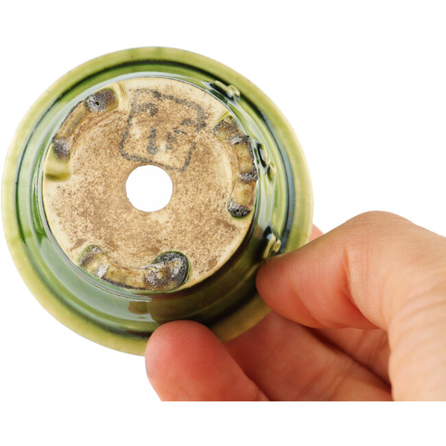 Pot à bonsaï rond vert de Tokoname - 56 x 56 x 33 mm
