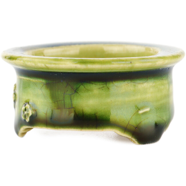 Maceta redonda verde para bonsái de Tokoname - 55 x 55 x 25 mm