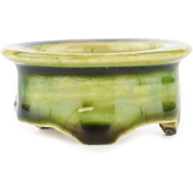 Pot à bonsaï rond vert de Tokoname - 55 x 55 x 25 mm