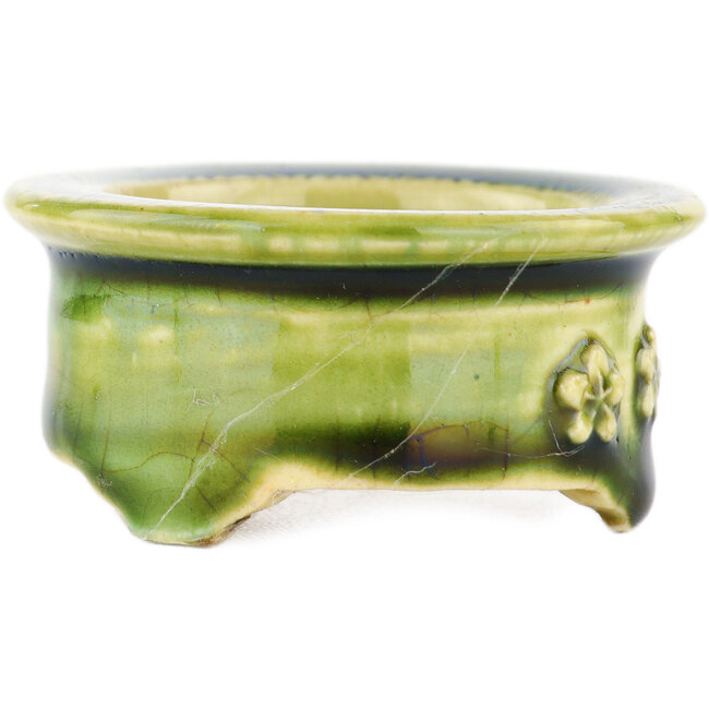 Ronde groene bonsai pot van Tokoname - 55 x 55 x 25 mm