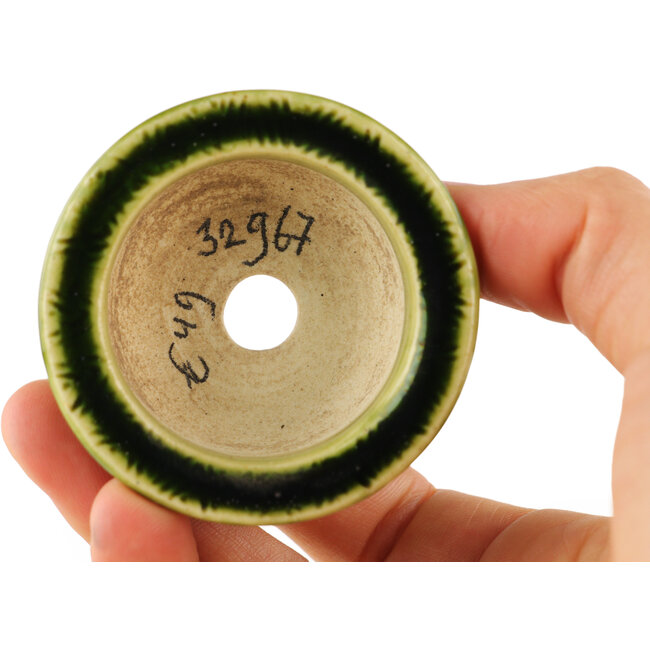 Maceta redonda verde para bonsái de Tokoname - 55 x 55 x 25 mm