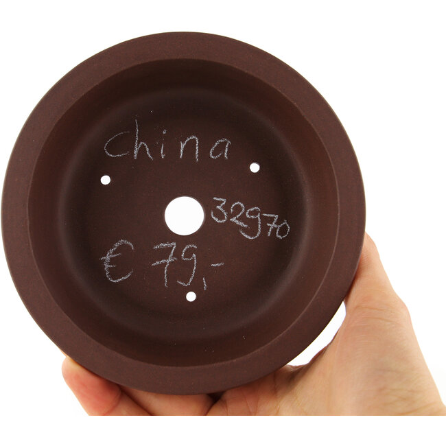 Round unglazed bonsai pot - 135 x 135 x 45 mm