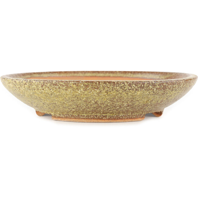 Round brown and yellow bonsai pot - 190 x 190 x 40 mm