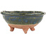 Round green bonsai pot - 95 x 95 x 45 mm