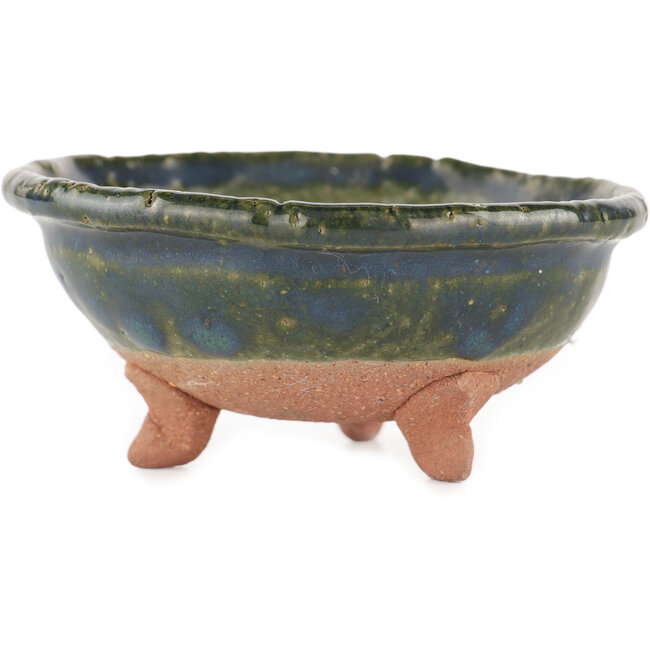 Round green bonsai pot - 95 x 95 x 45 mm