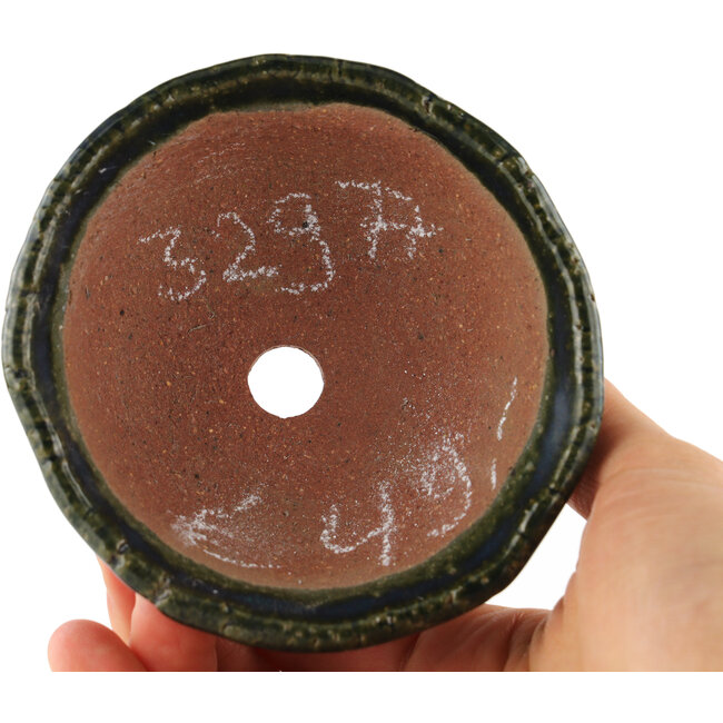 Round green bonsai pot - 95 x 95 x 45 mm