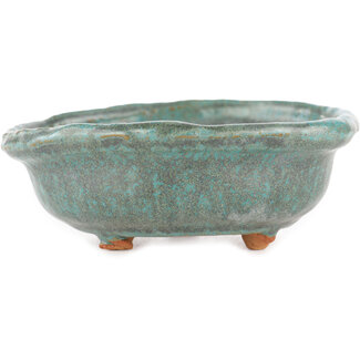 Other Tokoname 130 mm round blue bonsai pot by Tokoname, Tokoname