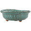 Round blue bonsai pot by Tokoname - 130 x 130 x 55 mm