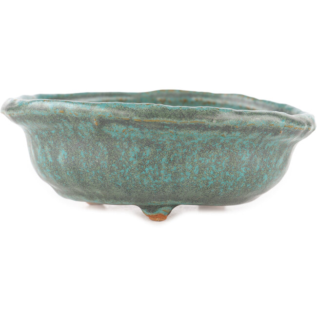 Ronde blauwe bonsai pot van Tokoname - 130 x 130 x 55 mm