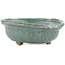 Round blue bonsai pot by Tokoname - 130 x 130 x 55 mm