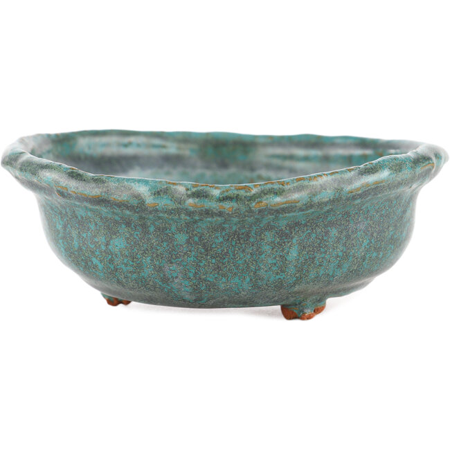 Ronde blauwe bonsai pot van Tokoname - 130 x 130 x 55 mm