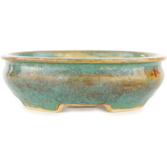 Maceta ovalada para bonsái de color azul y marrón de Biko - 140 x 120 x 40 mm