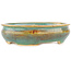 Oval blue and brown bonsai pot by Biko - 140 x 120 x 40 mm