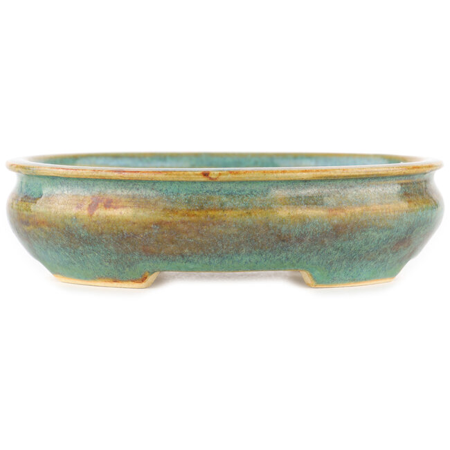 Oval blue and brown bonsai pot by Biko - 140 x 120 x 40 mm