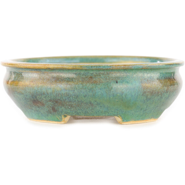 Maceta ovalada para bonsái de color azul y marrón de Biko - 140 x 120 x 40 mm