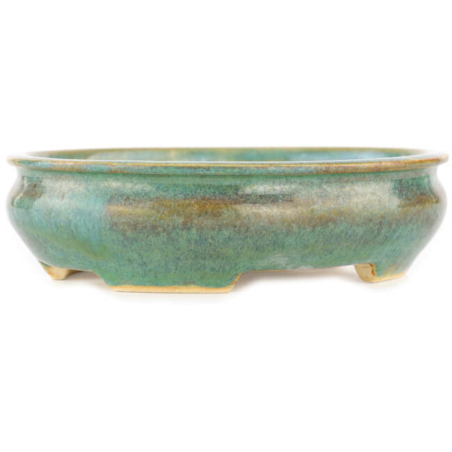 Ovaler blau-brauner Bonsai-Topf von Biko - 140 x 120 x 40 mm