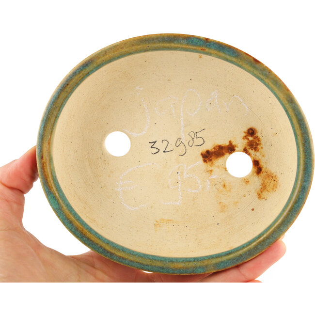 Vaso bonsai ovale blu e marrone di Biko - 140 x 120 x 40 mm