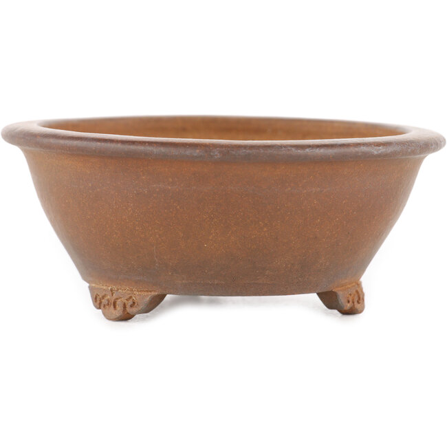 Ronde ongeglazuurde bonsaipot van Sanshu Fukuyo - 95 x 95 x 40 mm