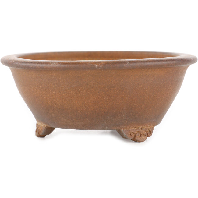 Ronde ongeglazuurde bonsaipot van Sanshu Fukuyo - 95 x 95 x 40 mm