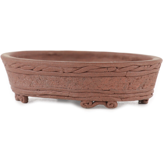 Ovale ongeglazuurde bonsai pot - 100 x 82 x 30 mm
